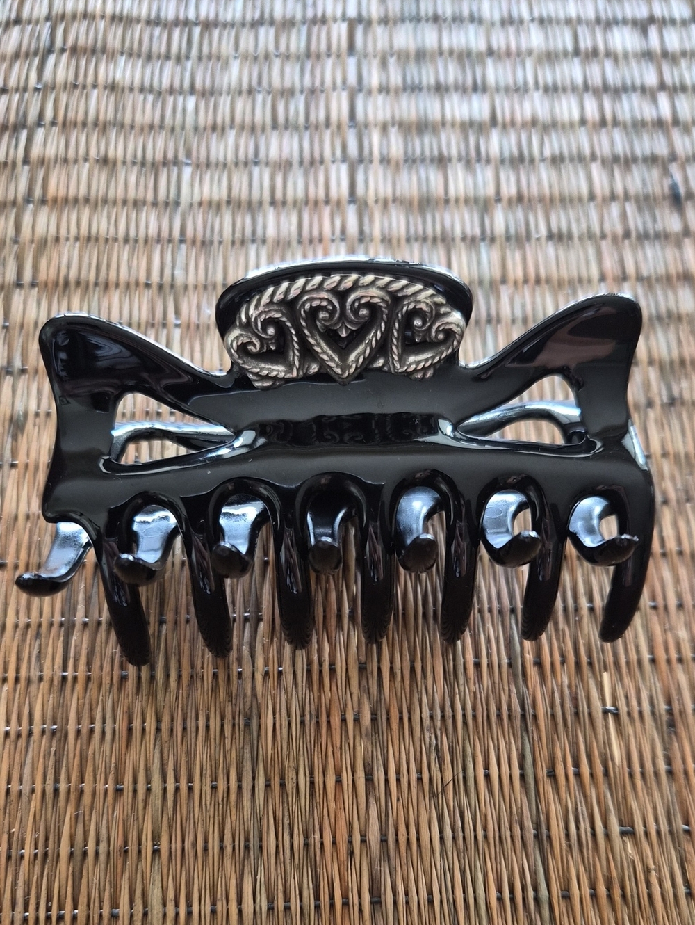 Brighton Black Hair Claw Clip with Decorative Silver Heart